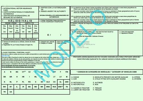 Carta verde y certificado internacional de seguro para viajar al extranjero 1 Carta verde y certificado internacional de seguro para viajar al extranjero